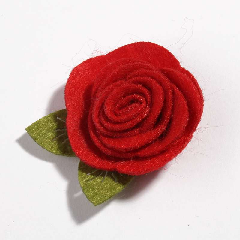 Flores de tela no tejidas de fieltro con hojas verdes para la cabeza, accesorios para el cabello, rosas enrolladas bonitas, 5CM, 10 Uds.