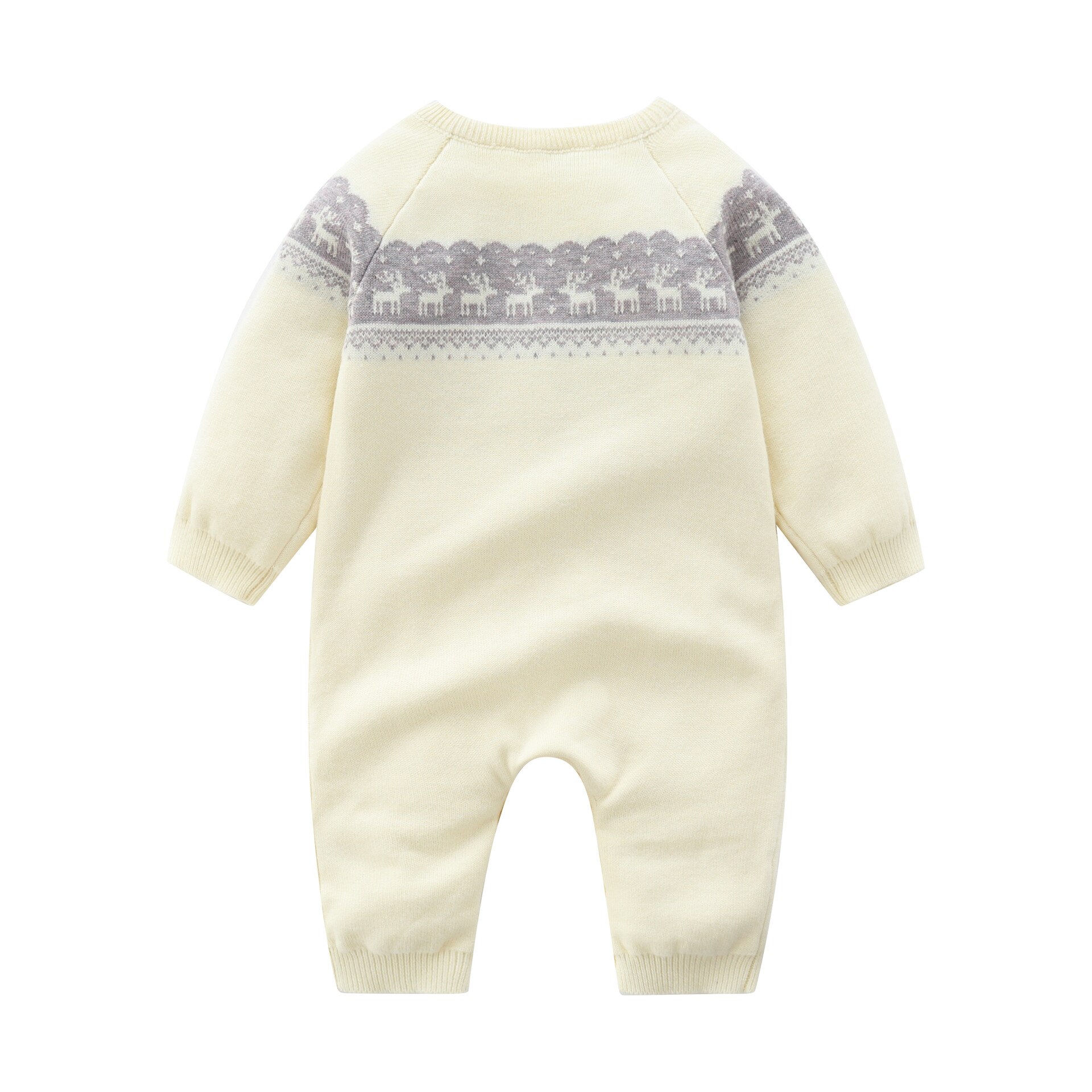 autumn baby clothes cute beige long-sleeved deer style knitted girls sweater baby boy romper and hat