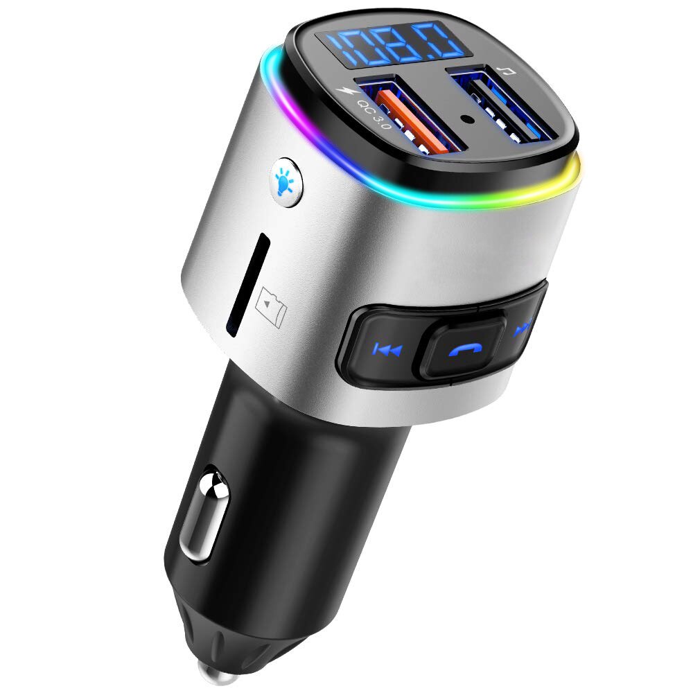OULLX QC3.0 3.1A USB Car Charger Bluetooth Car kit Handsfree Fm-zender Muziek Spelen Auto MP3 Speler Met Kleurrijke LED licht