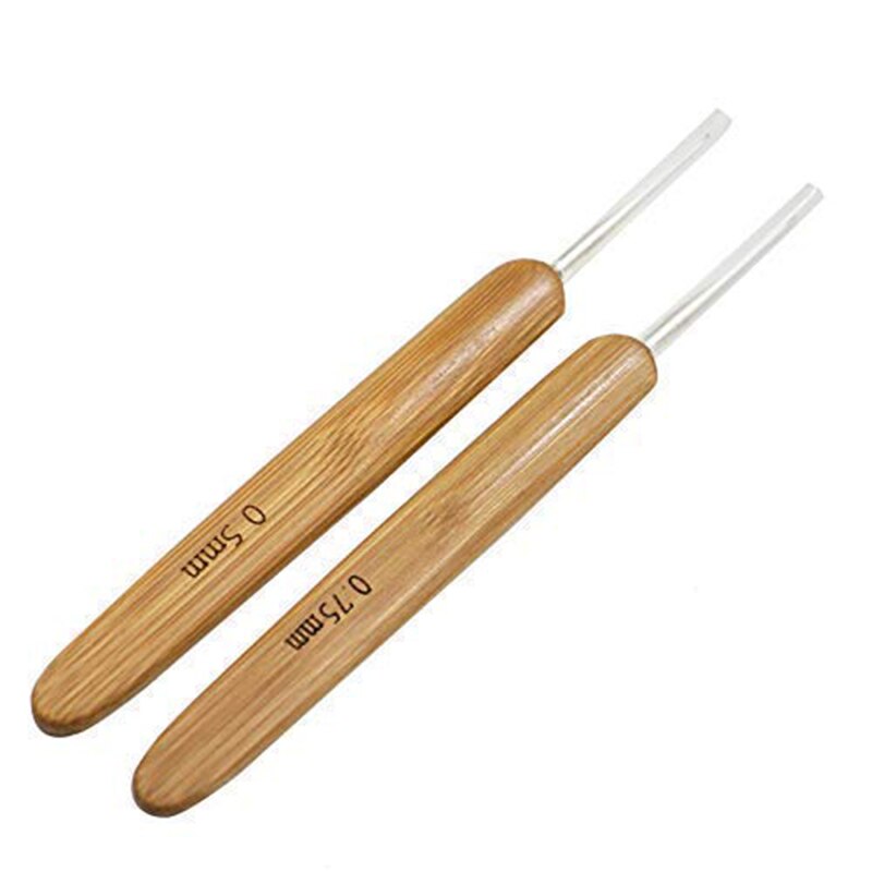 Dreadlocks hæklenål til hår, locs hæklenål stål hæklenål lås til flethåndværk , 2 stk  (0.5mm+0.75mm)