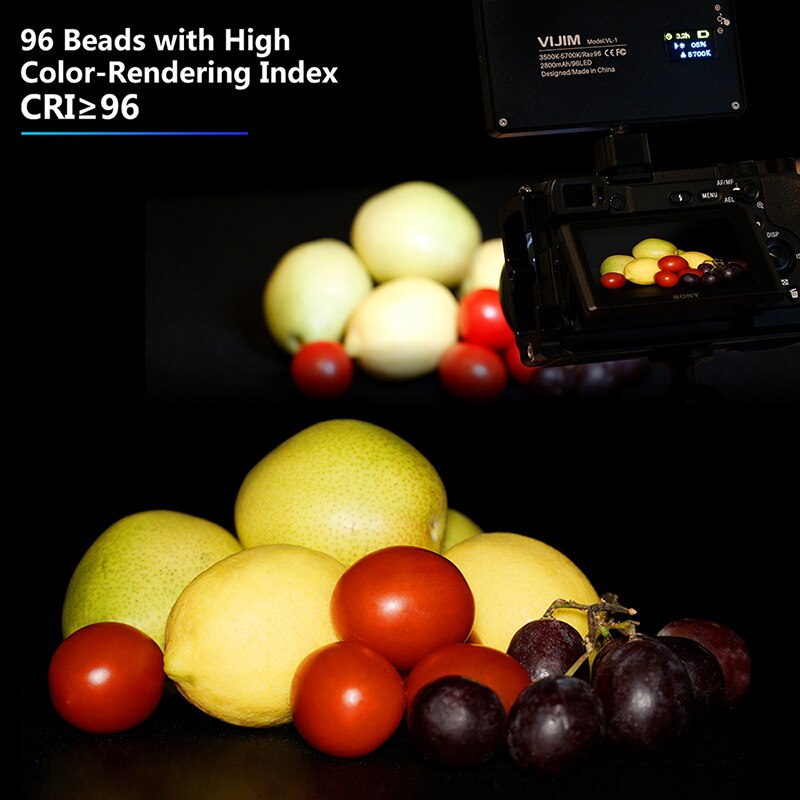 VIJIM VL-1 3500k-5700k 8W 600LM Dimmable LED Video Light With OLED Display on-Camera Fill Light 2800mAh Photography Studio Light