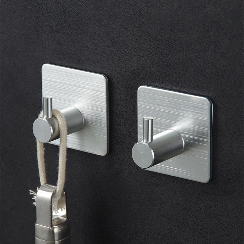 1Pcs 3Colors Aluminium Alloy Self Adhesive Rack Coat Clothes Holder Waterproof Hanging Hooks Bathroom Accessories Traceless