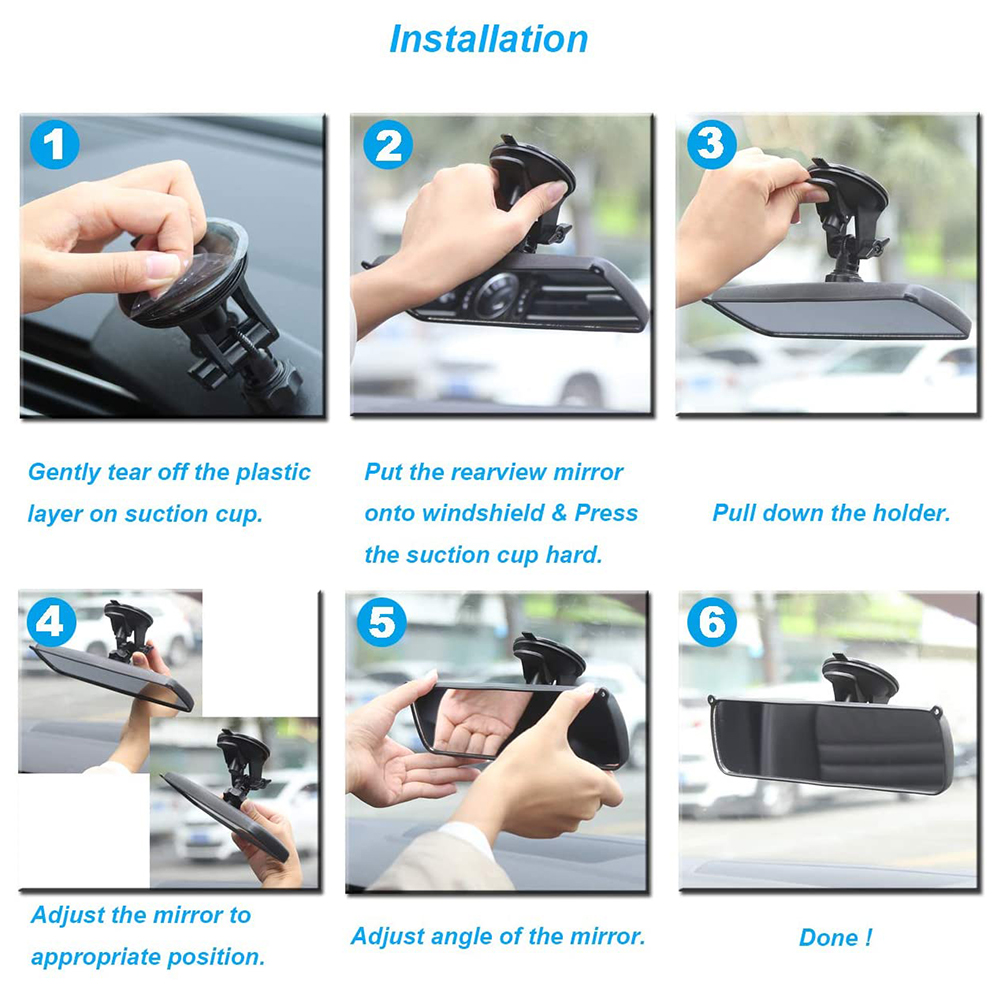 Universal Car Rearview Mirror Car Interior Rear View Safety Anti-glare Wide Angle Convex Mirror Auto Interior Parts