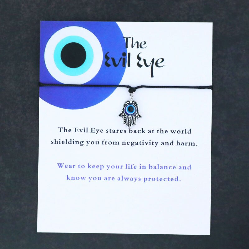 Hamsa Hand Evil Eye Red String Bracelet Good Luck Blue Evil Eye Hand Braided Bracelet Evil Eye Jewelry Friendship Bracelet: Black