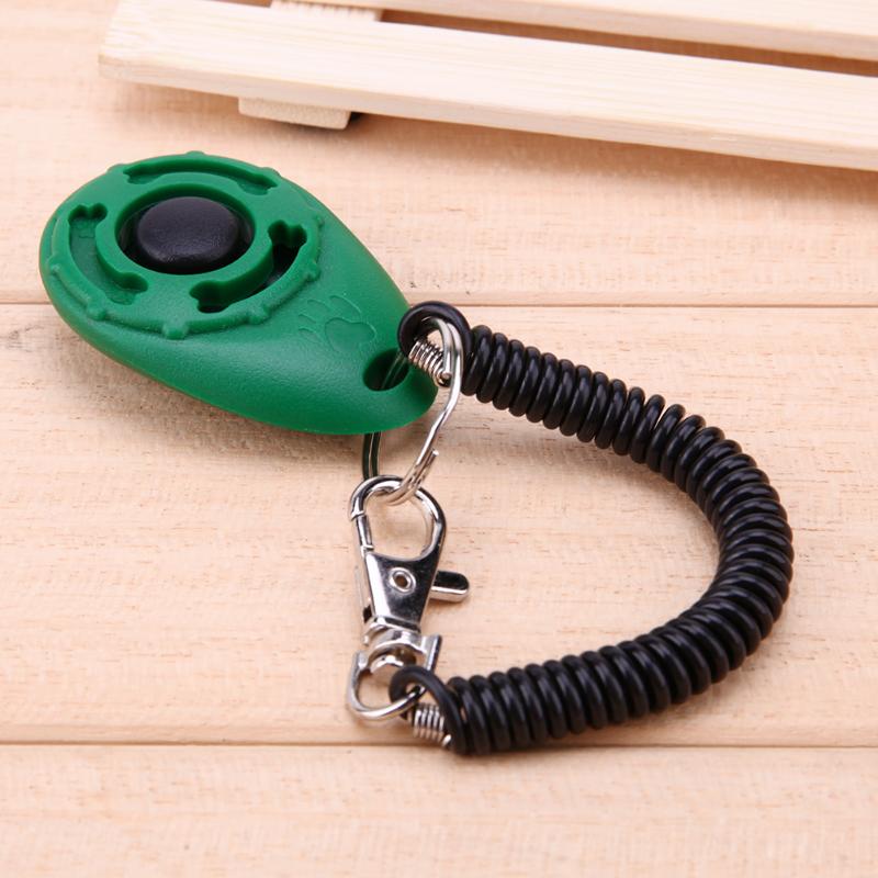 Universal Pet Trainer perros entrenamiento Clicker llavero mascotas entrenamiento herramientas ajustable Cadena de llaves sonoras perro Clicker sonido entrenamiento