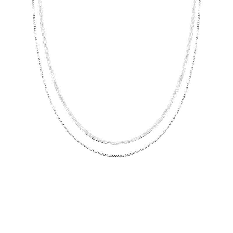Reeti 925 Sterling Zilveren Dubbele Ketting Unisex Flat Snake Link Chain Karabijnsluiting Collares Voor Vrouwen Sieraden