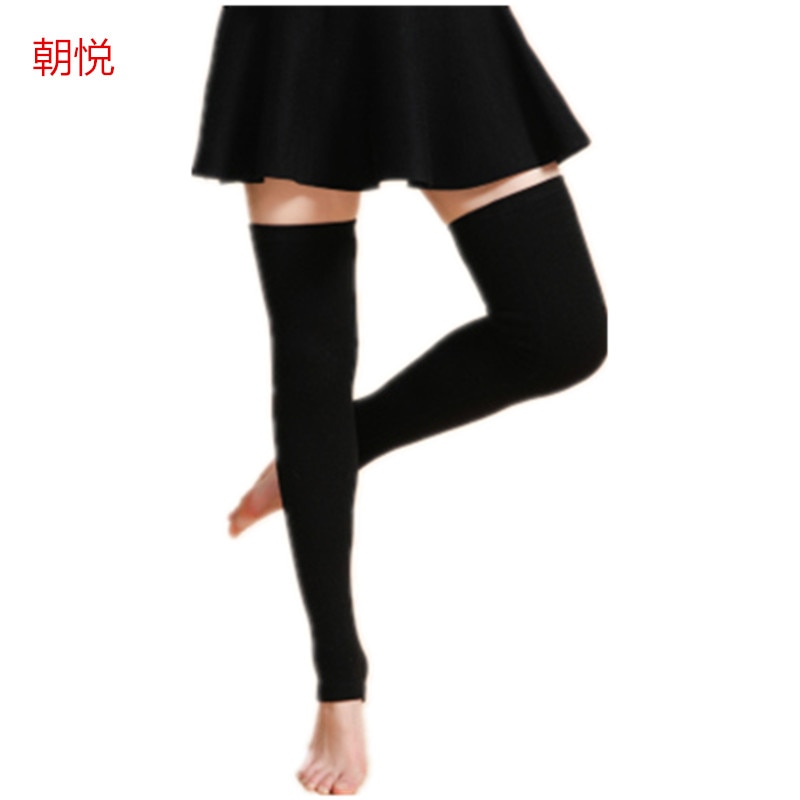 Chauffe-jambes solide en laine tricotée pour femme, , chaussettes montantes à volants, garniture automne-hiver