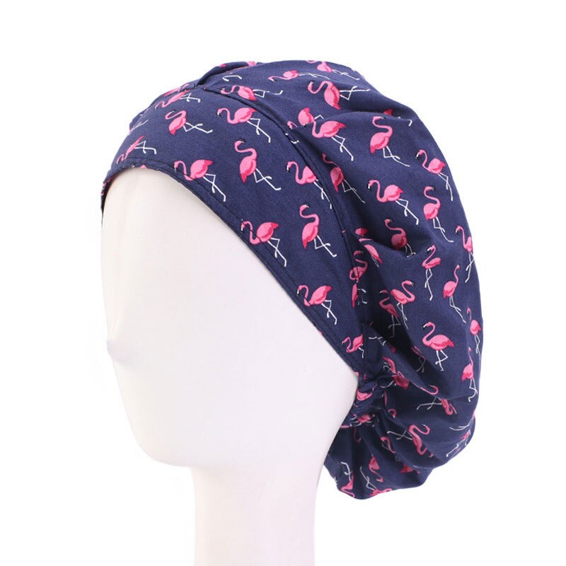 Classic Nurse Cap Work Flamingo Surgical Cap Round Cap Dust Hat Headscarf Dustproof Printing Cotton Solid Color Nurse Cap: Pink