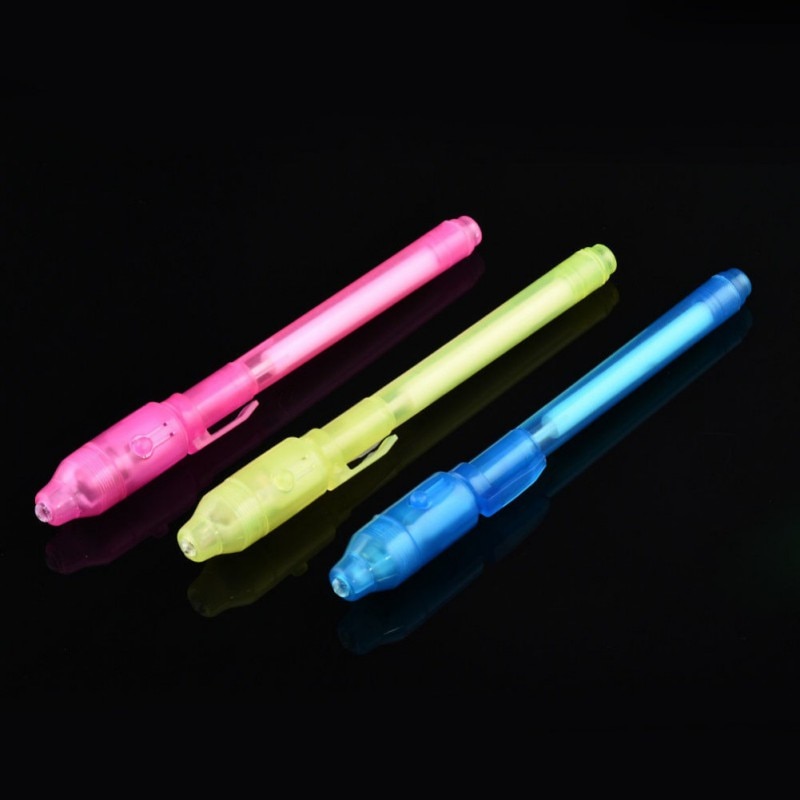 Luminous Light Pen Magic Purple 2 In 1 UV Black Light Combo Drawing Invisible Ink Pen Learning Education Toys For Child