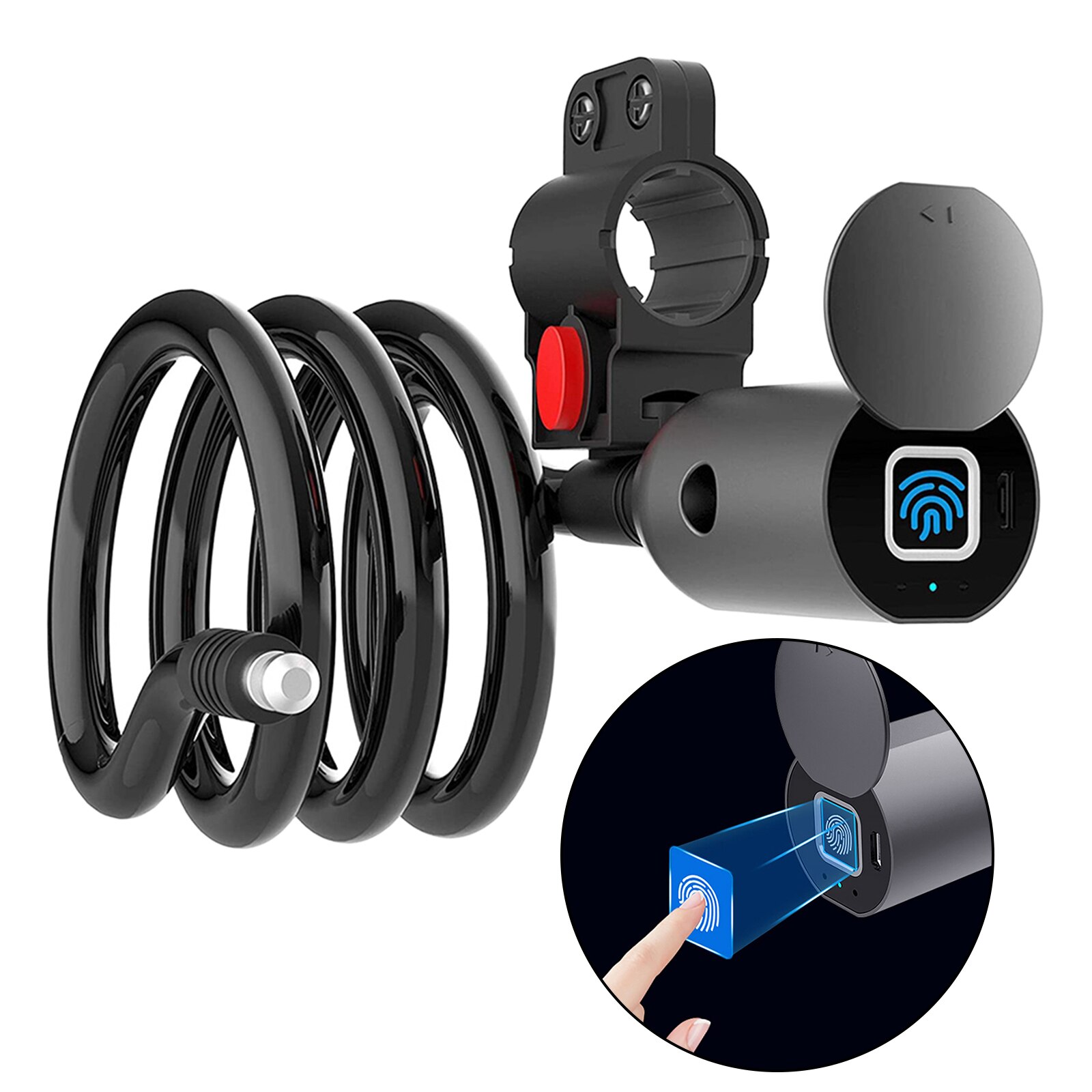 Fingerprint Bike Lock Anti-Theft Keyless Bicycle Lock USB Rechargable Bicycle Cable Locks