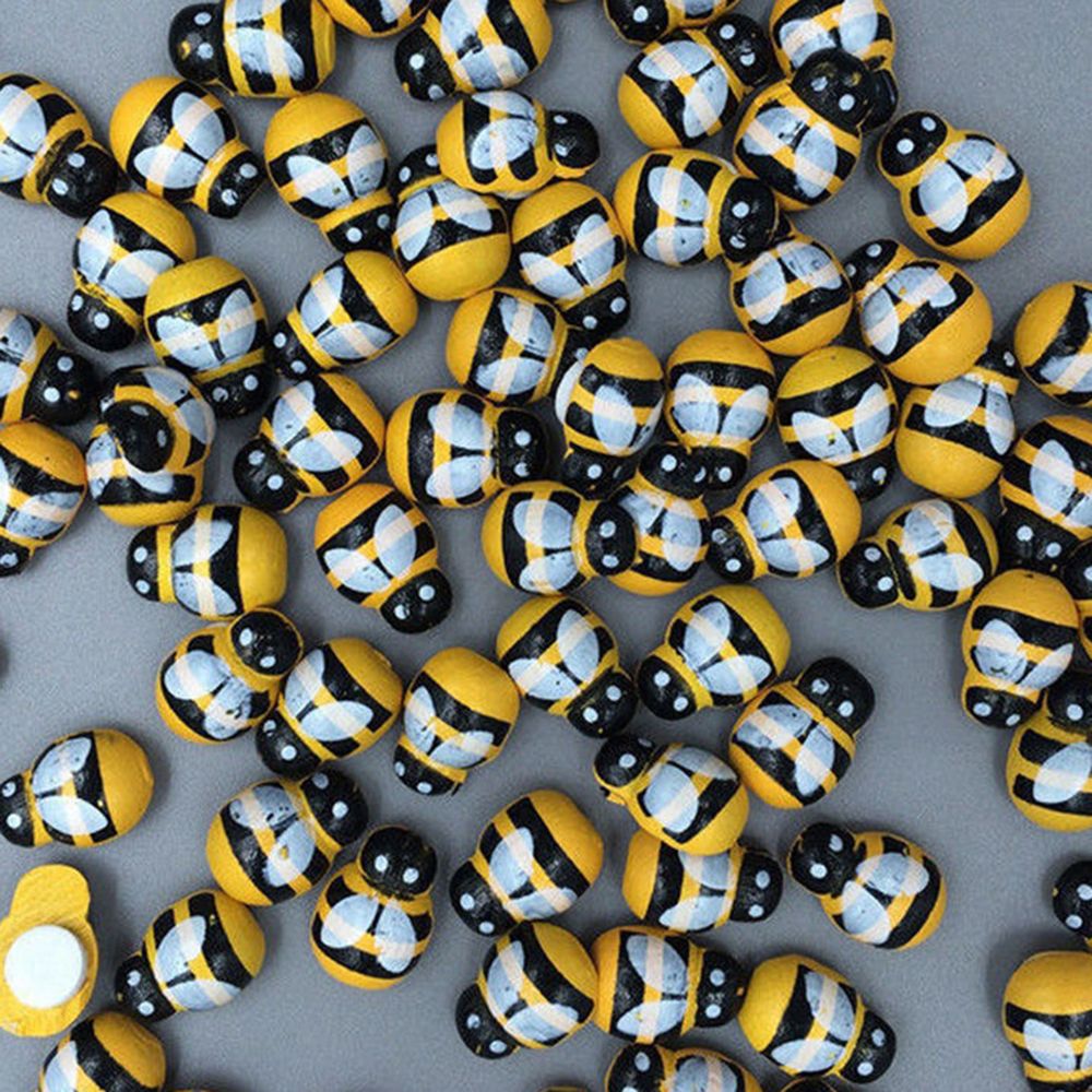 100Pcs Mini Bee Stickers Animal Scrapbooking Decorative Craft Sticker Wooden 3D Scrapbooking Stamping Home Decor
