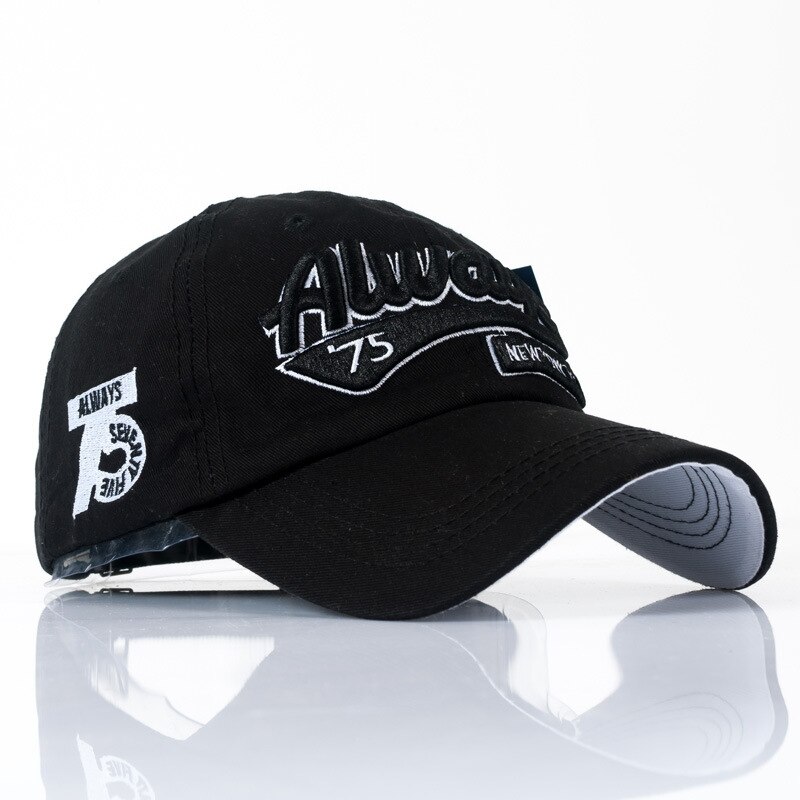 Roxcober heren katoenen letterborduurwerk baseballpet snapback hoed outdoor gorra hombre casquette homme vizieren caps 4002: Zwart