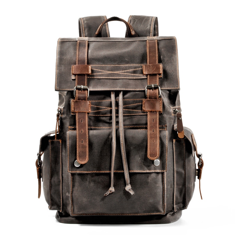 Mochila de lona camuflada vintage masculina, mochila para laptop, mochila de lona impermeável, mochila grande para viagens, escalada