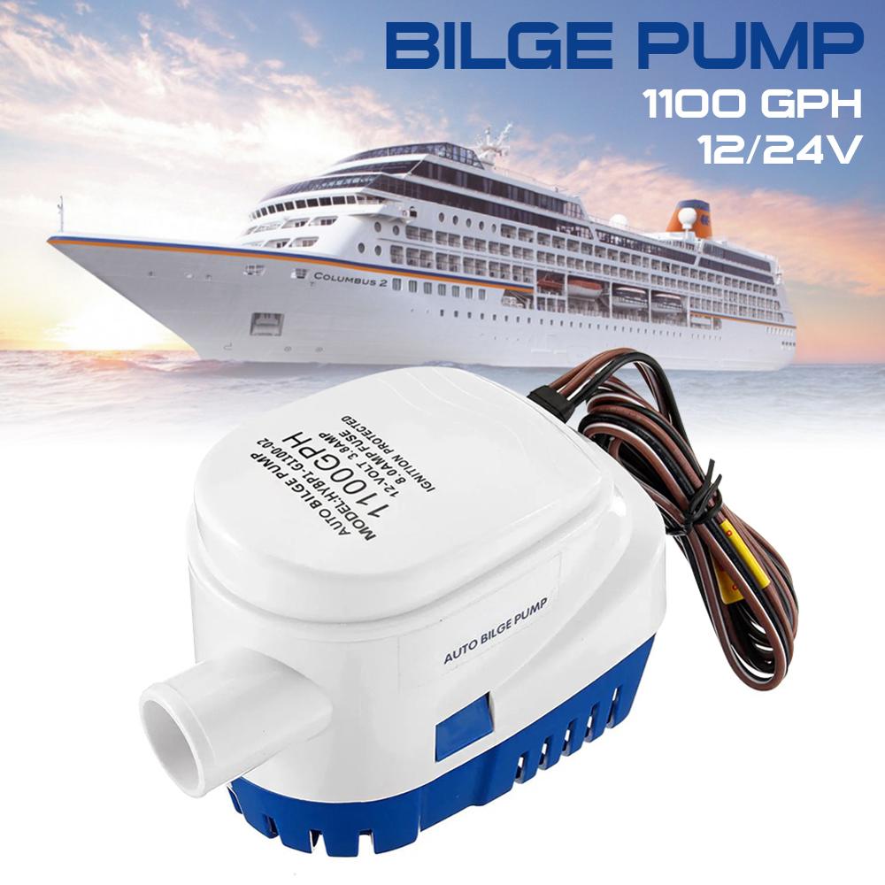 Automatic Submersible Boat Bilge Water Pump 12/24V 1100GPH Auto with Float Switch Bilge Boat Pump Tools