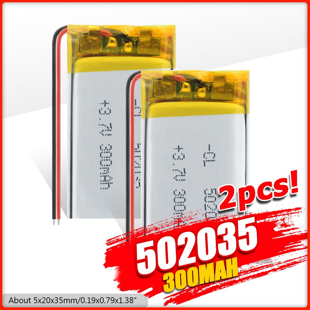 Suministro de batería de litio polímero de litio 502035 300mAh 3,7 V batería recargable para MP3 MP4 MP5 GPS PSP MID Bluetooth auriculares