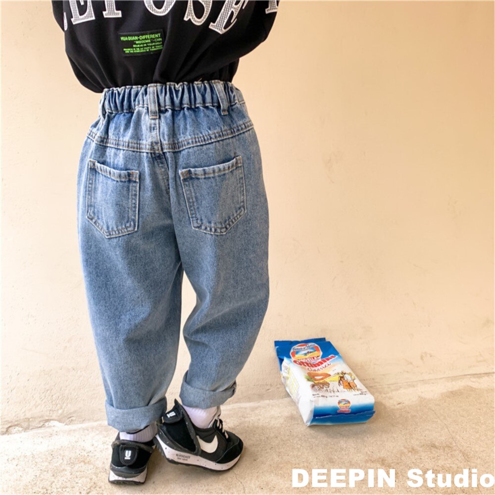 Pantalones de mezclilla informales para niños y niñas, pantalón de chándal holgado, encantador, que combina con todo, primavera y otoño, novedad de 2022