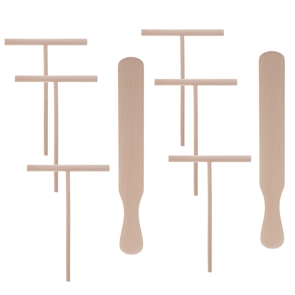 7 stk pandekage river træ smør sprede værktøj omelett køkkenredskaber  (1 spatel og 6 t- formede spredere): Som vist 1