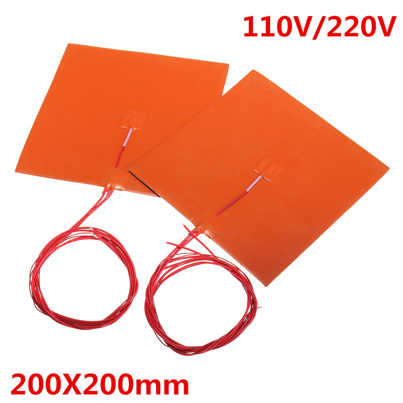 200 x 200mm 110V 220V 200W Silicone Heated Bed Heating Pad w Thermistor for 3D Printer Parts Electric Heating Pads
