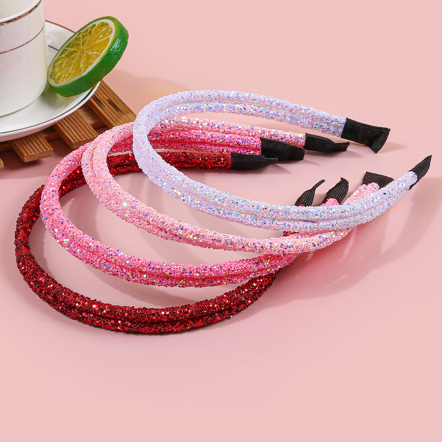 4 STKS Leuke Meisjes Hoofdbanden Sparkly Haarbanden Meisjes Crystal Glitter Dubbele Hoofdbanden Kids Kinderen Party Decoratie Hoofddeksels: YELLOW