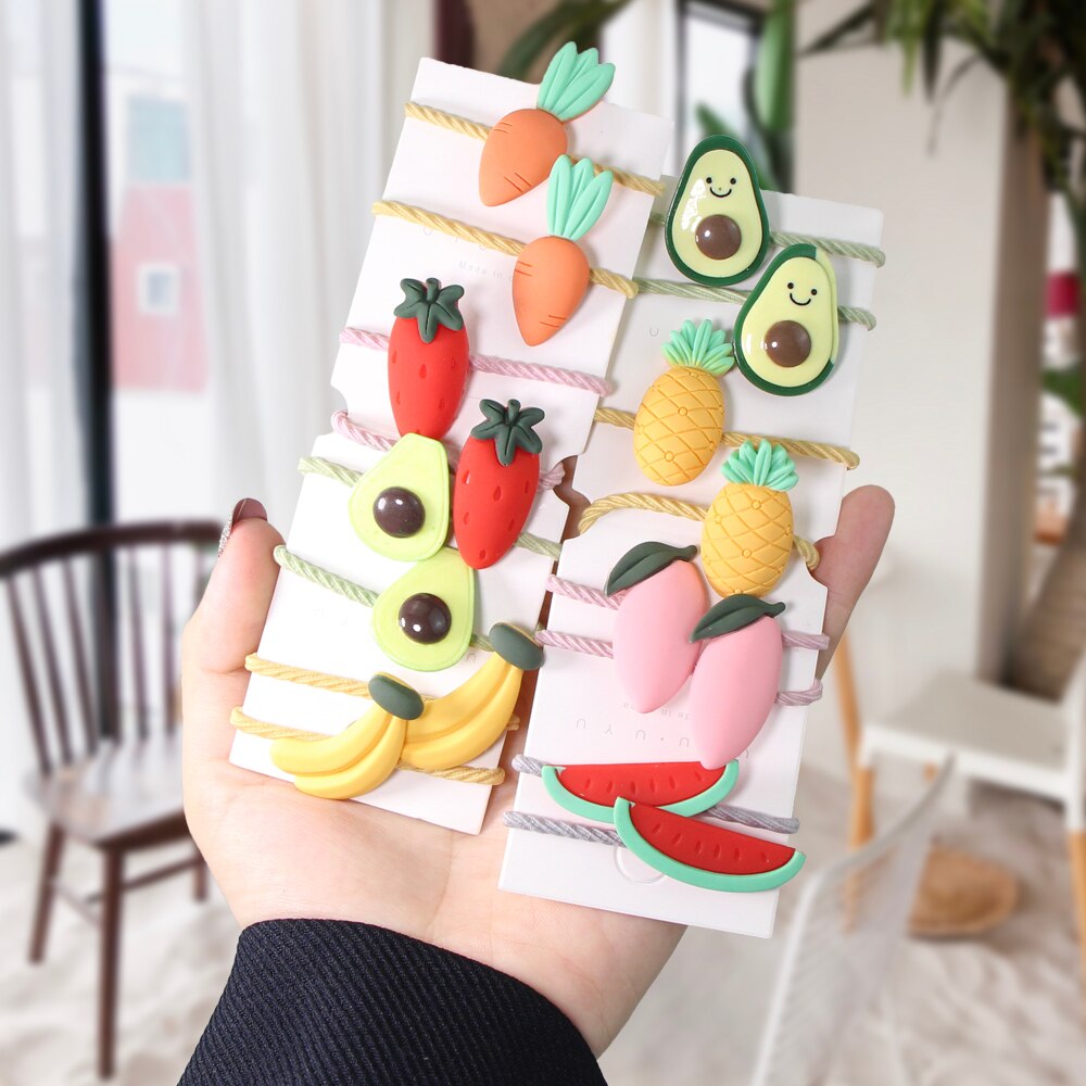 2/10 stuks/set kinderen cartoon beer bloem elastische haarbanden meisjes schattige rubberen banden scrunche kinderen haaraccessoires hoofdtooi