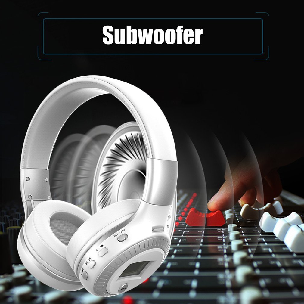 Bluetooth Headphones LCD Display Wireless Stereo Headsets Headphone With Mic Micro-SD Card Slot FM Radio For Phone