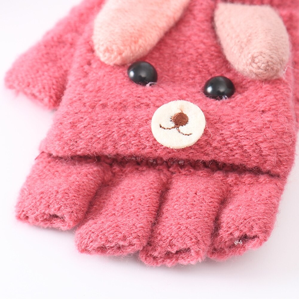 Guantes de algodón para niños de 4 a 12 años, manoplas con tapa y dibujos animados, para mantener el calor, para la escuela primaria, escritura, estudio, navidad