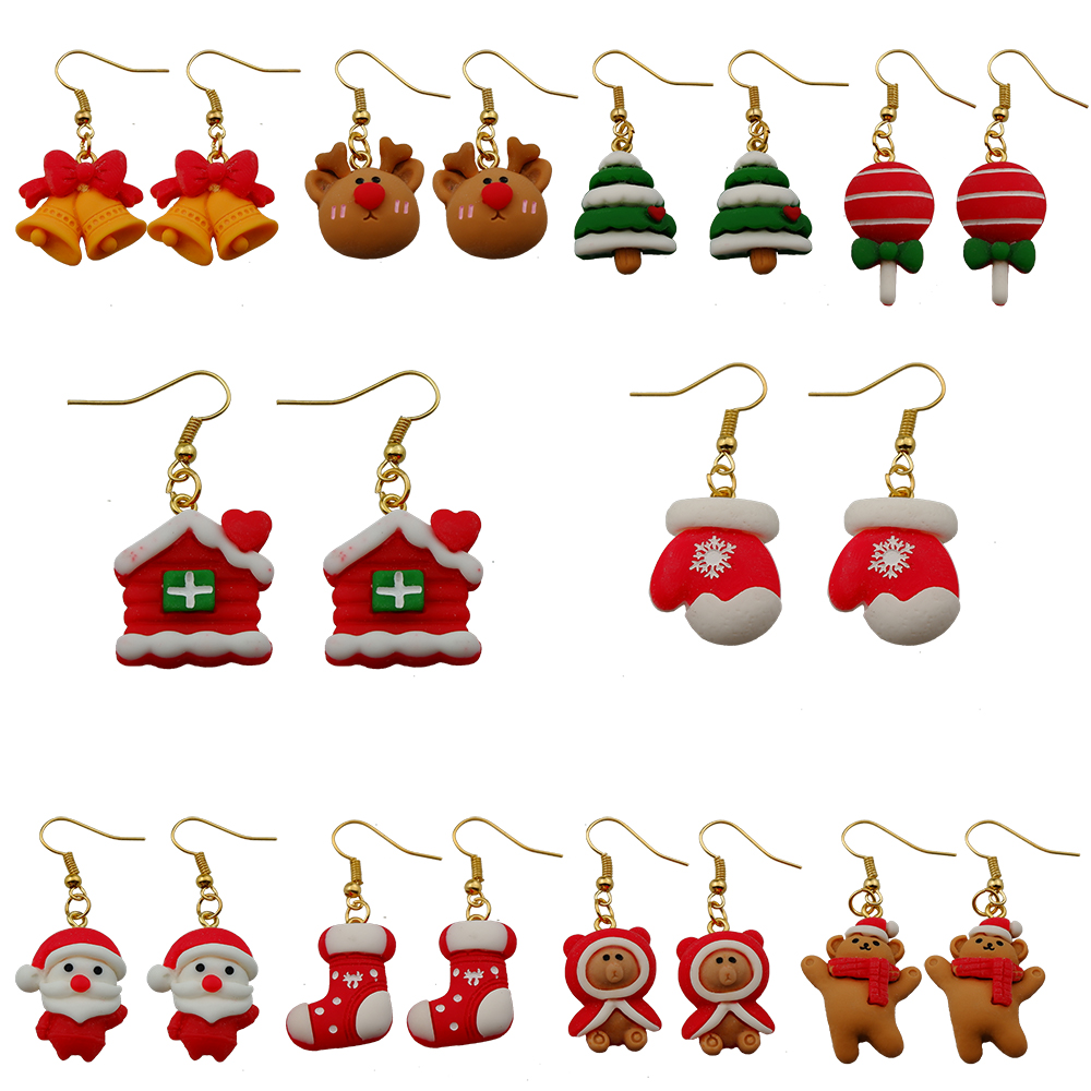 Weihnachten setzt Ohrringe Lebkuchen Mann Baum Schneemann Tropfen Hängen Ohrringe Für Frauen freundlicher Geburtstag Tropfen