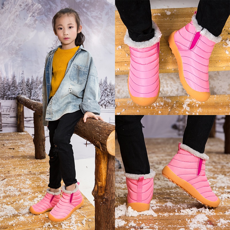 Boys and Girls Winter Warm Short Boots Waterproof Ski-proof Cotton Shoes