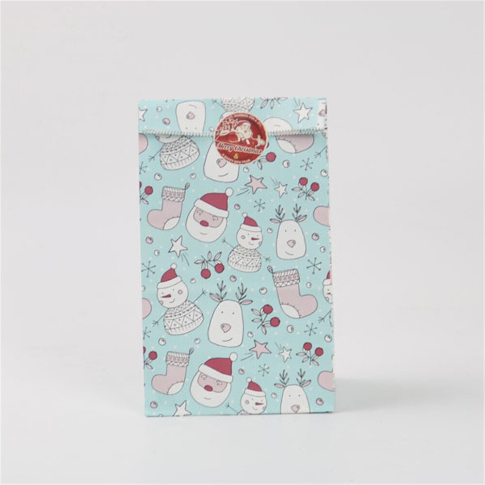 24pcs Snowflake Merry Christmas Paper Bag Snowman Christmas Tree Food Cookie Packing Bag Birthday Party Favor Stand Bags