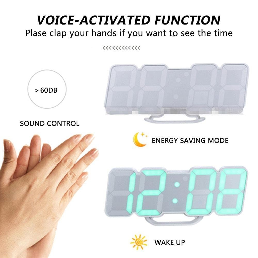 Remote Control 3D LED Digital wall clock Voice Control electronic table wall watches nixie clock kitchen horloge mural