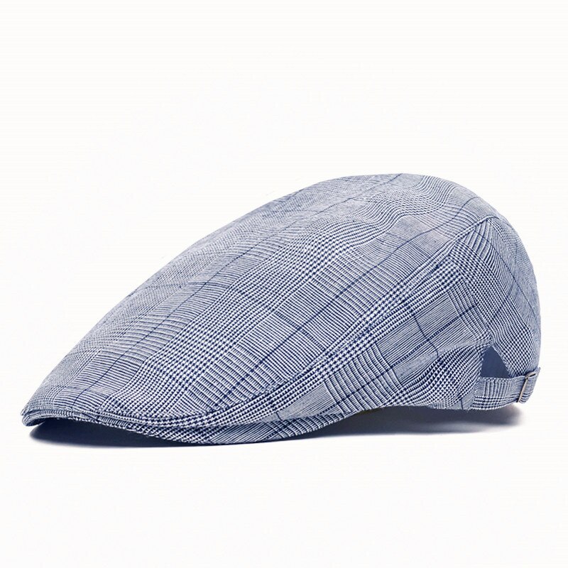 Herr sommar gatsby hatt golf kör solkeps platt basker cabbie chaufför tidningspojke rutig casual rutor ett stycke: Blå