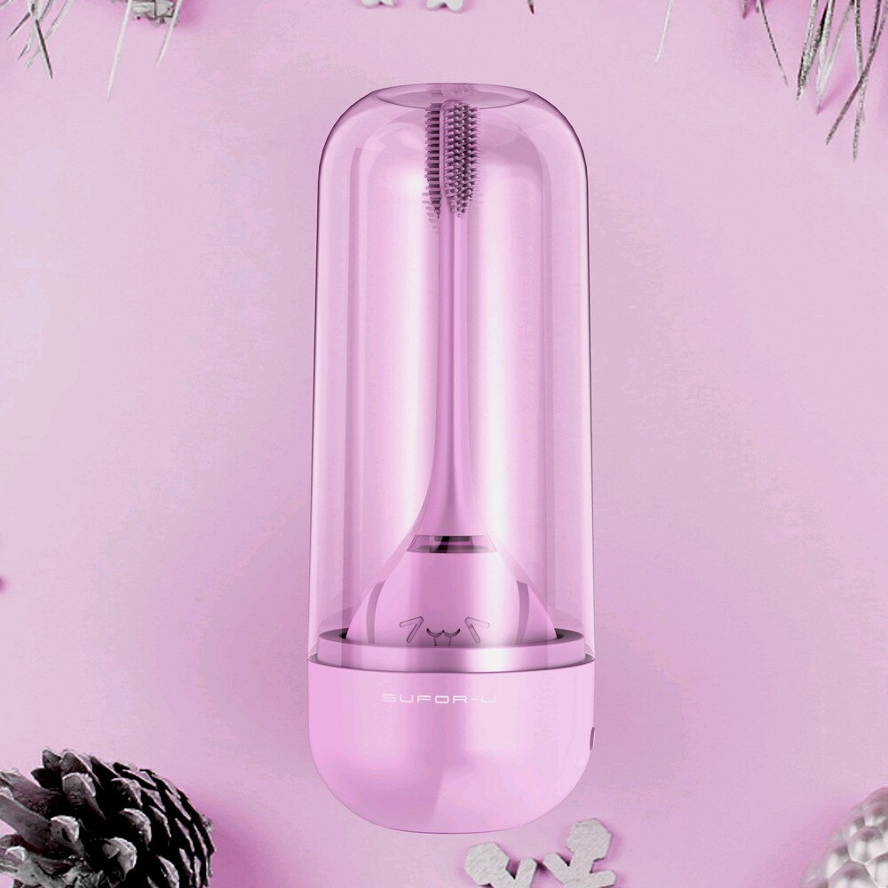 Brosse à dents électrique en gel de silice pour enfants, trois brosses, brosse à dents à 45- degrés, blanchiment des dents, dessin animé mignon, chargement sans fil 40: Violet