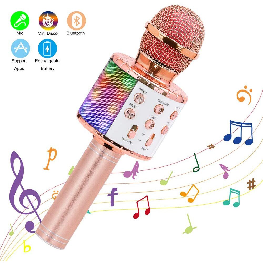 WS858 Bluetooth Wireless Microphone Speaker Handheld Microphone Karaoke Mic KTV Music Player Singing Recorder