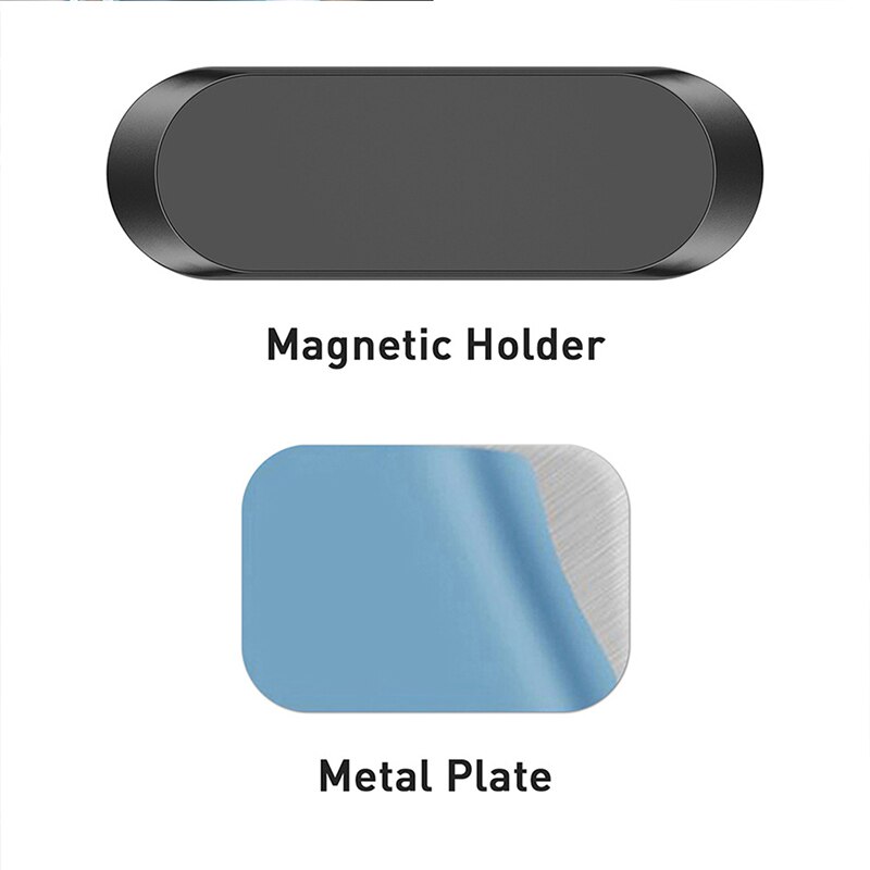 Zwarte Platte Magneet Auto Telefoon Houder Auto Dashboard Magnetische Navigatie Mini Strip Vorm Stand Metalen Magneet Gps Car Mount