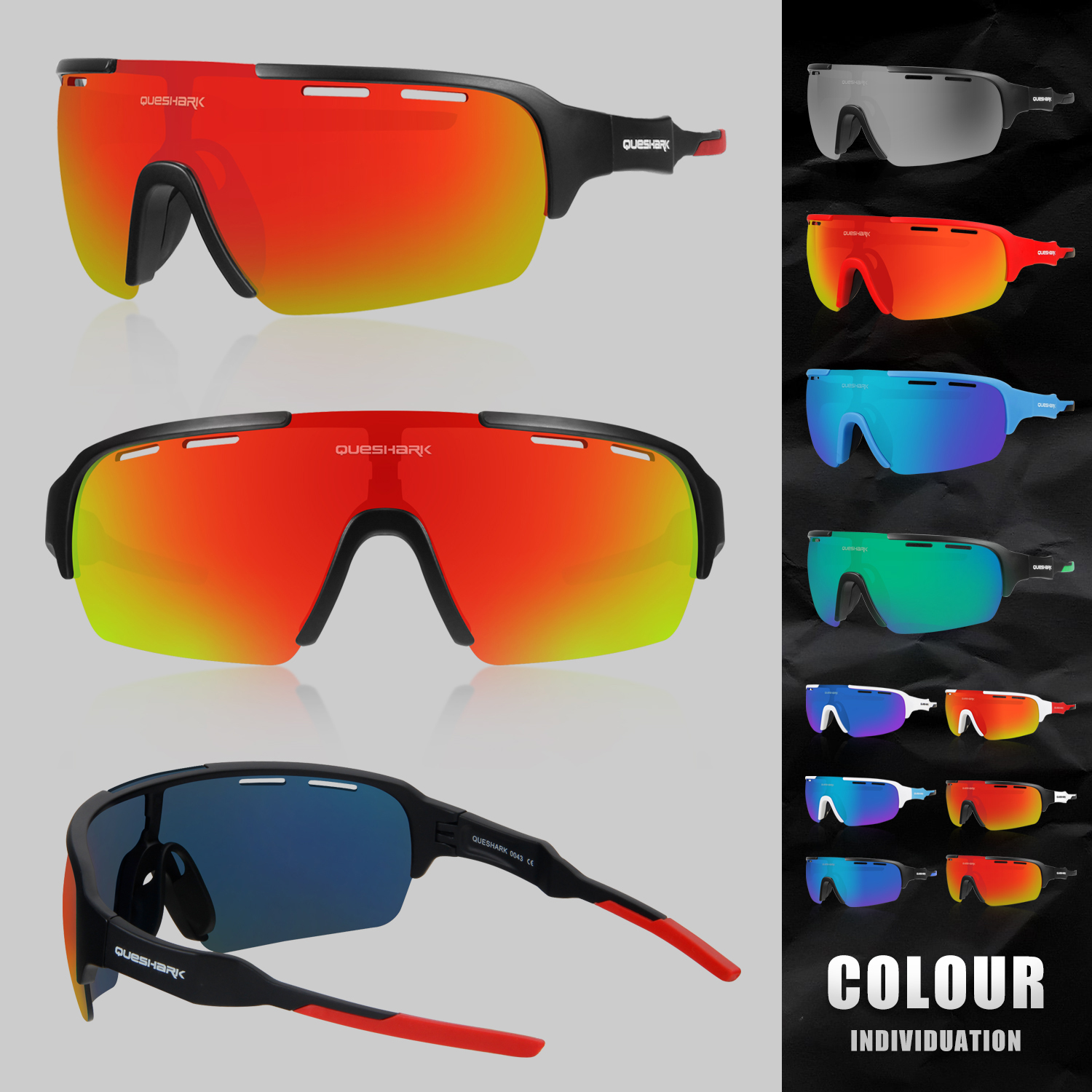 QUESHARK Fietsen Bril Gepolariseerde Fiets Bril Racing Eyewear Voor Mannen Vrouwen Sport Bril