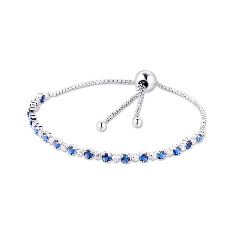 Blue & Clear Sparkle Slider Bracelet 925 Sterling Silver Jewelry Bracelets For Woman DIY Jewelry Making