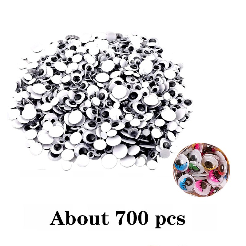 150-700pcs Movable Eyes Plastic Wiggle Googly Eyes DIY Kids Scrapbooking Craft Accessories Doll Handmade Self-Adhesive Eyes: 700pcs opp bag