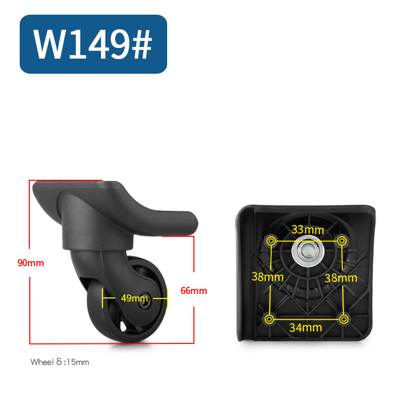 21Q09001 Suitcase Trolley case Flight case Accessories TF2001 Universal wheel service replace Black Spin Reinforced wheel: W149(2 Wheels)Black