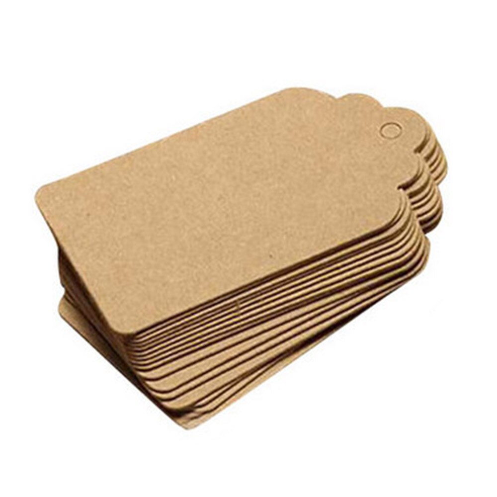 100Pcs Kraft Tags Geschulpte Wedding Party Papieren Kaart Tag Festival Note Diy Blank Prijs Label Hang Tag Wit zwart: Brass