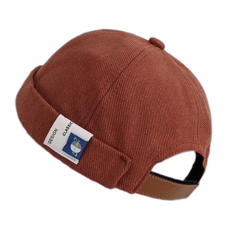 Retro Solid Color Beanie Docker Cap Rolled Cuff Brimless Label Hip Hop Skull Hat Y1AC: 4