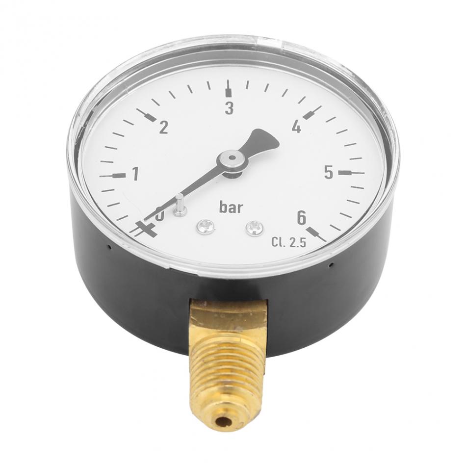 0-6bar 1/4" NPT Thread Pressure Gauge Side Mount Manometer 6cm Dial Plate For Fuel Oil Water Pressure Measuring Tools