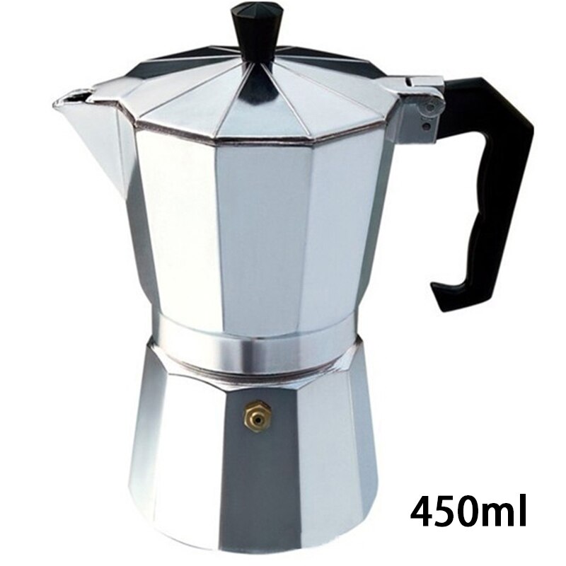 Practical Moka Coffee Pot Aluminum Coffee Maker Durable Moka Cafeteira Expresso Percolator Pot 50/100/150/300/450/600ml: 450ml