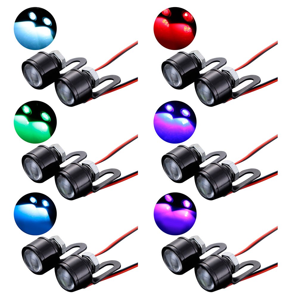 1 Pair LED Strobe Hawkeye DRL Tail Light Backup Lamp Motorcycle Mirrors Mount Eagle Eye Running Lamp