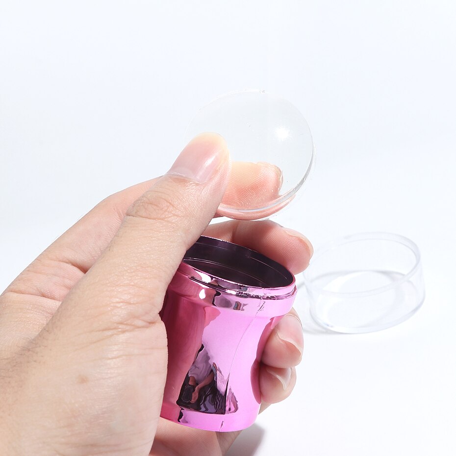 Klar gelé silikone neglestempel til stempling af plade plastskraber med hætte neglelak print manicure billedplade værktøj  ly1033
