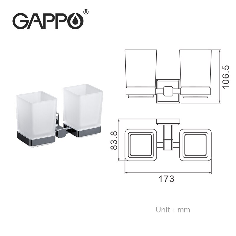 Gappo Cup Tumbler Houders Dubbele Tandenborstel Tand Bekerhouder Cups Wall-Mount Badkamer Accessoires Bad Hardware Set G3806/g3808