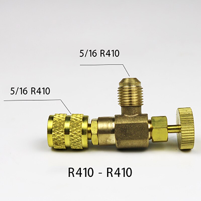 1 st vätska  r410 r22 kylverktyg adapter för luftkonditionering säkerhetsventil 1/4 " 5/16 " tum han-/hongänga slangventiler: R410 r410