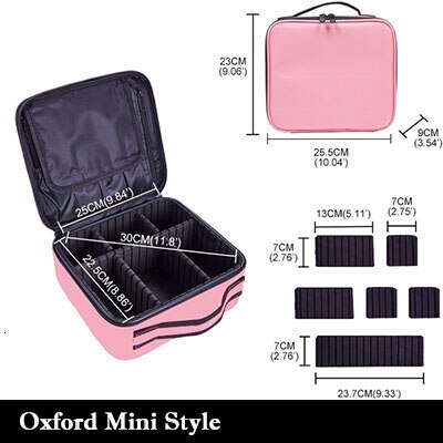 Kvinner merke makeup case full kosmetisk veske arrangør skinn skjønnhet manikyr reise sminke koffert: C stil rosa