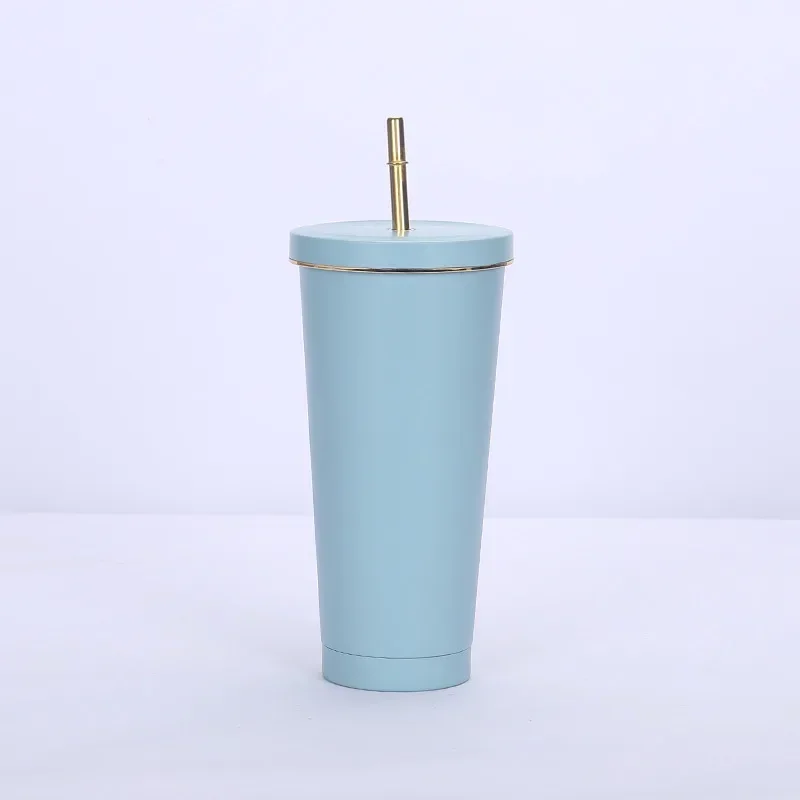 500 750ml Straw Cup With Lid Coffee Reusable Plastic Tumbler Frosted Mug Water Bottle Drinkware Portable Large Capacity Milk Tea