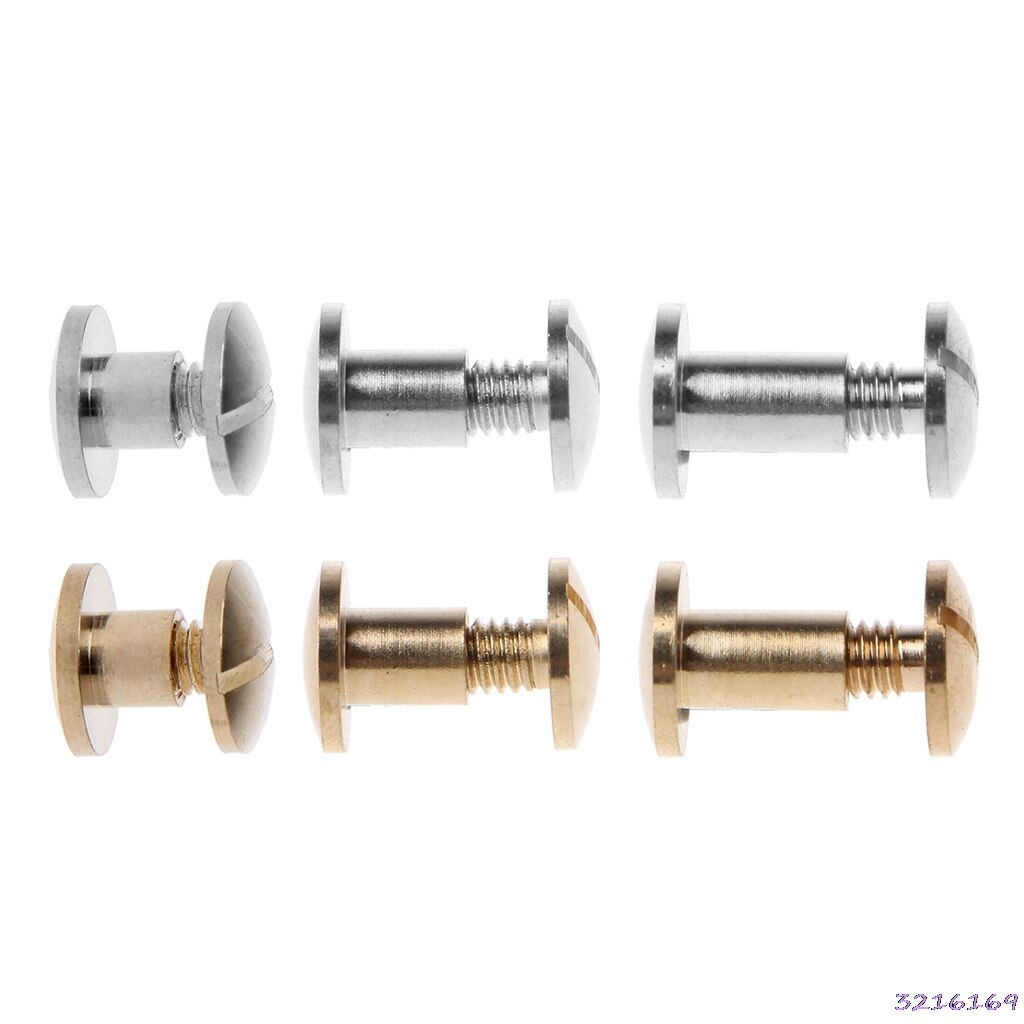 10 Pairs Brass Chicago Screws Posts Belt Button for Leather Bookbinding Crafts