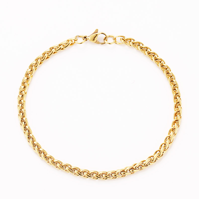 CACANA Stainless Steel Chain Bracelets For Man Women Gold Silver Color For Pendant Flower Basket Donot Fade Jewelry N1828: Gold-color / 8 inch 20 cm